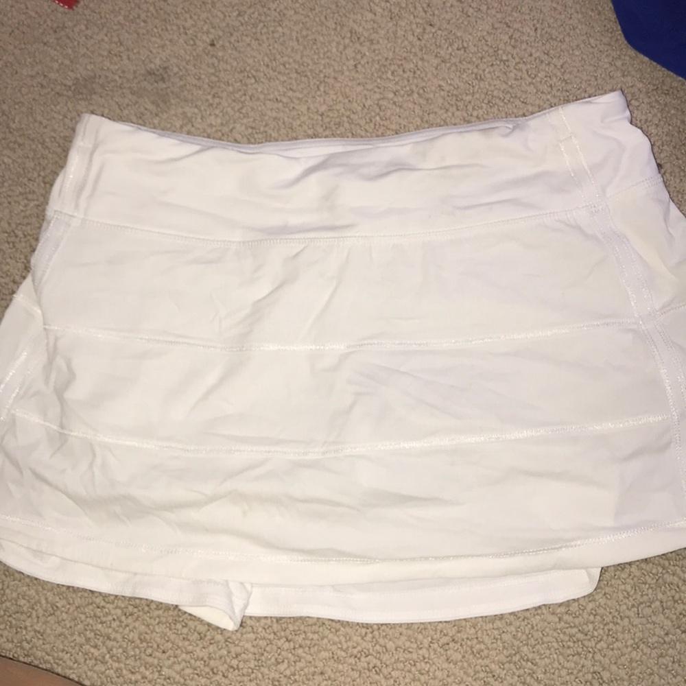 pleated white lululemon tennis skirt